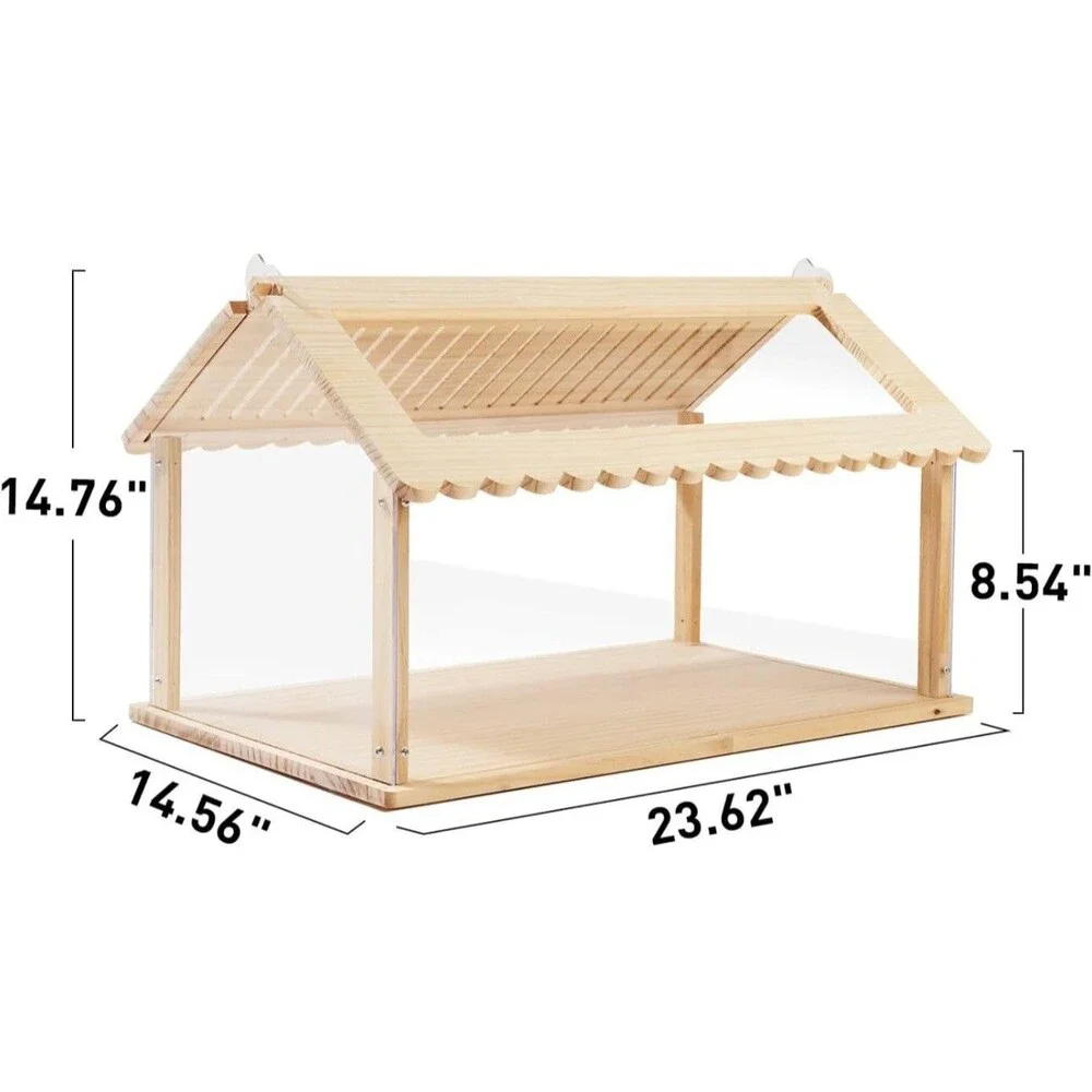 Wood Hamster Hideout Enclosure Mice Rat Guinea Cage House Acrylic 23x15x16